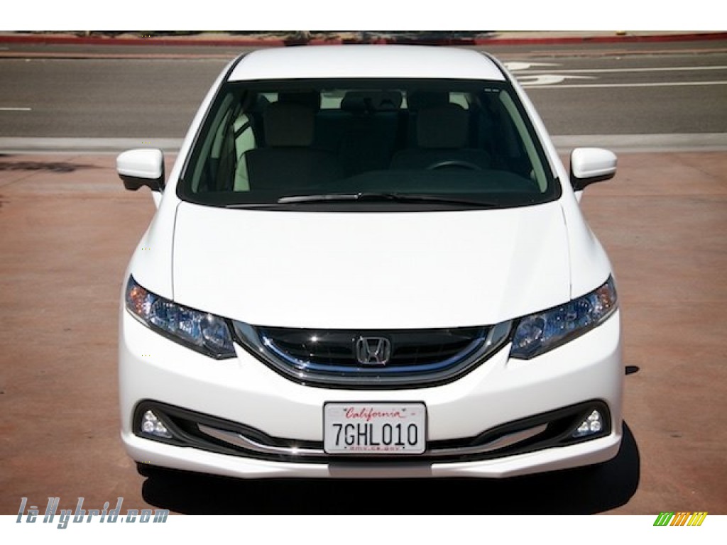 2014 Civic Hybrid Sedan - White Orchid Pearl / Beige photo #7