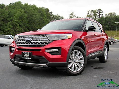 Rapid Red Metallic 2021 Ford Explorer Hybrid Limited 4WD