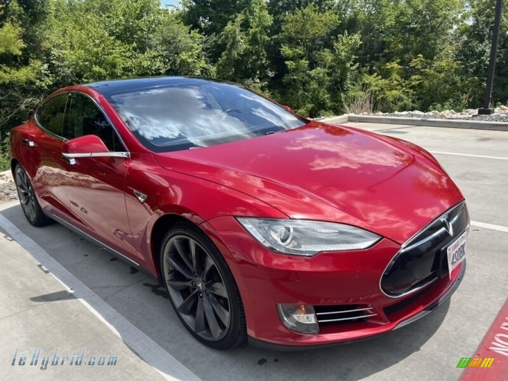 2013 Model S P85 Performance - Red Tesla Multi-Coat / Black photo #1