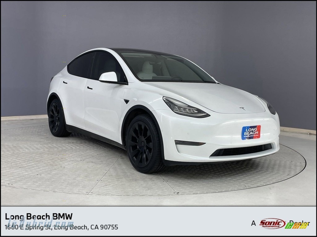 2021 Model Y Long Range AWD - Pearl White Multi-Coat / Black/White photo #1 2021 Model Y Long Range AWD - Pearl White Multi-Coat / Black/White photo #1