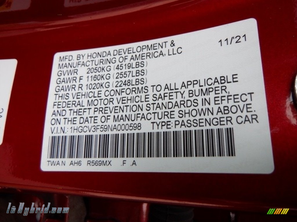 2022 Accord EX-L Hybrid - Radiant Red Metallic / Ivory photo #33