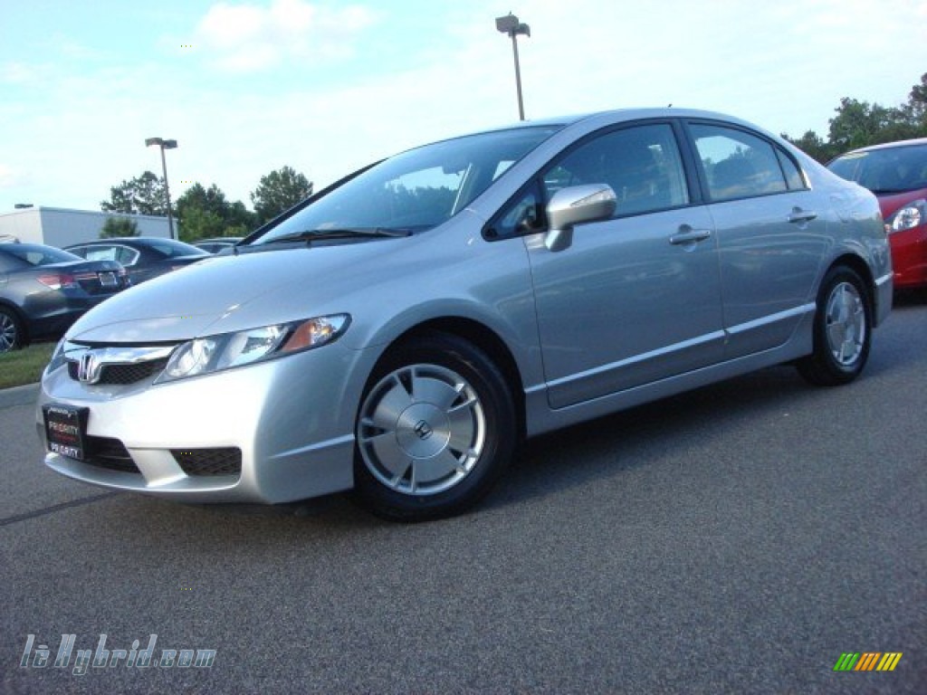 2009 Civic Hybrid Sedan - Alabaster Silver Metallic / Blue photo #2