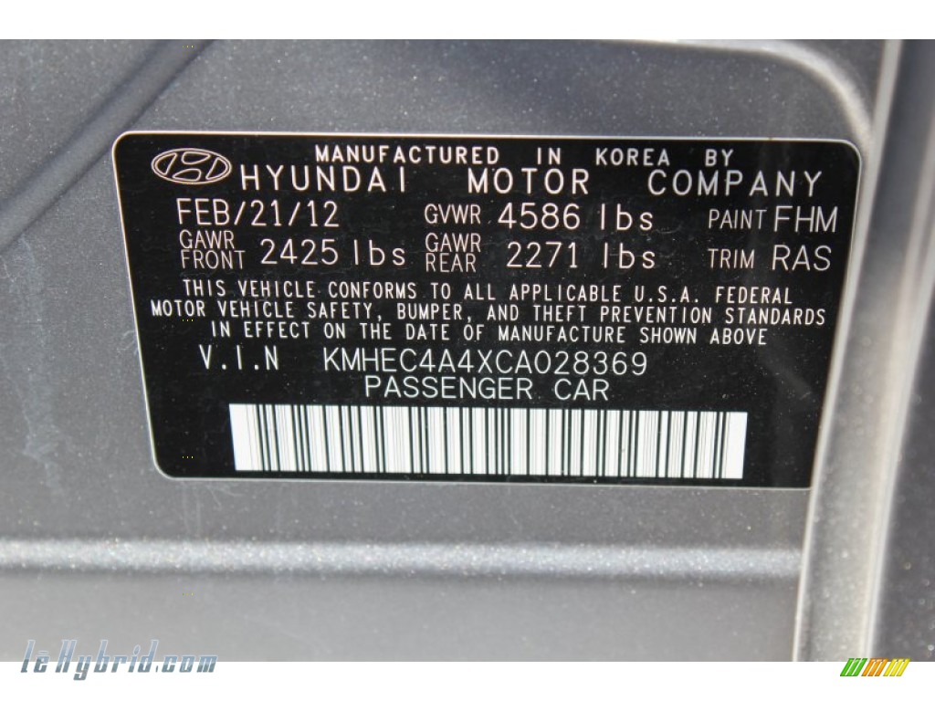 2012 Sonata Hybrid - Hyper Silver Metallic / Gray photo #21