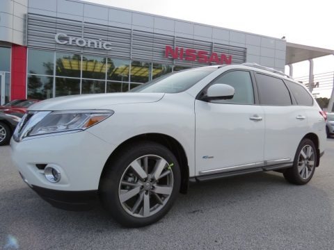 Moonlight White 2014 Nissan Pathfinder Hybrid Platinum