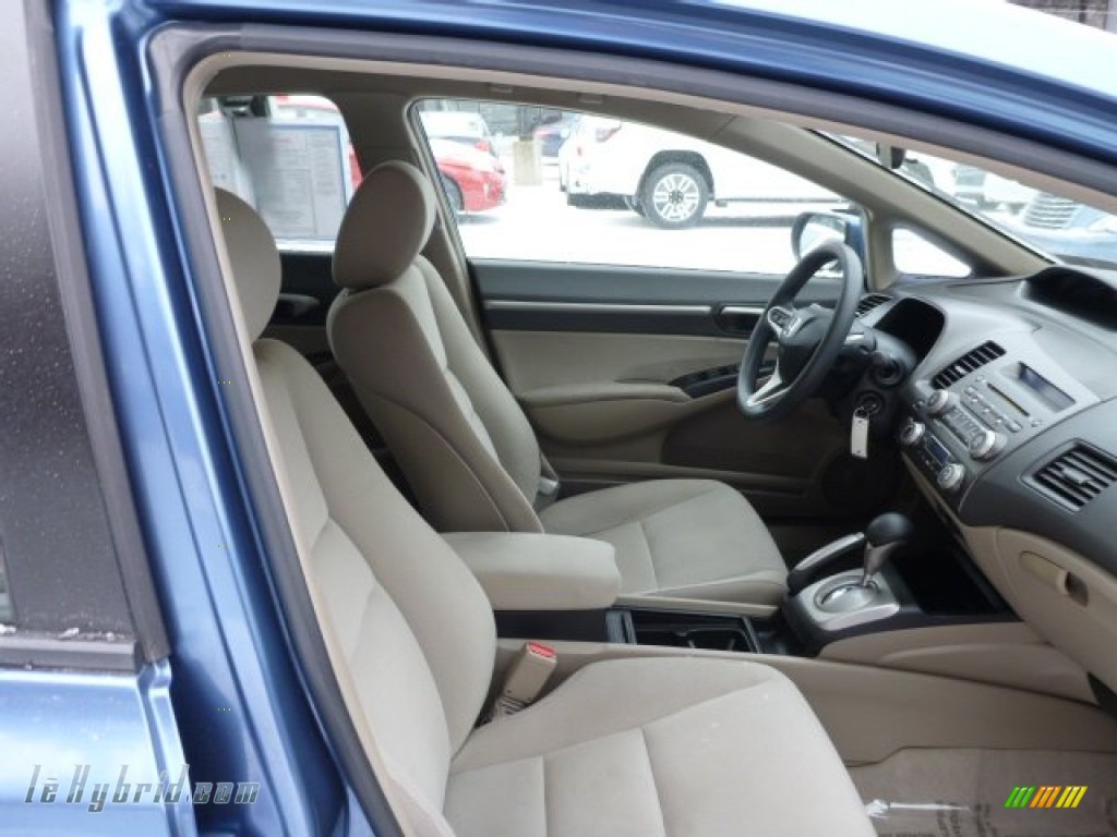 2009 Civic Hybrid Sedan - Atomic Blue Metallic / Beige photo #12
